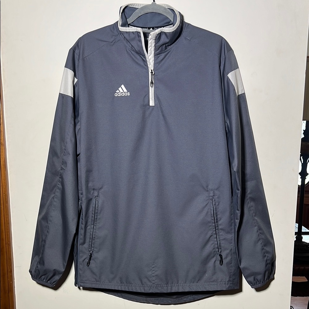 Adidas Gray and White Windbreaker Jacket - Picture 1 of 5